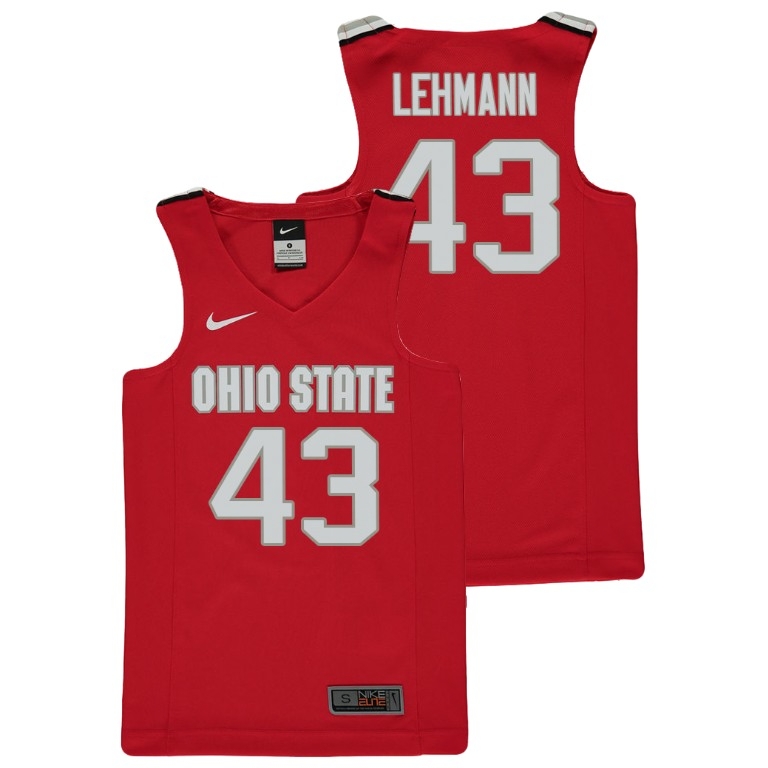 Ohio State Buckeyes Youth NCAA Matt Lehmann #43 Red Replica College Basketball Jersey UFD1649DU